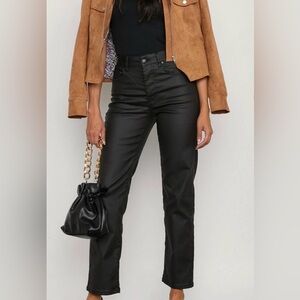 We The Free Pacifica High Rise Straight Leg Black Faux Leather Pants Zs 28  New!